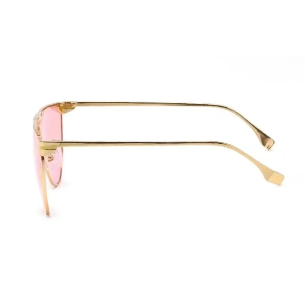 Mens Sunglasses Pink Tinted Lens Retro Flat Top Shield Shades Festival Party New